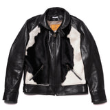Shangrilaherirtage | “Cossack” Black Horsehide Hair-on-Hide Grizzly Jacket