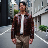 Shangrilaheritage | Varenne | Whiskey Horsehide Leather Jacket