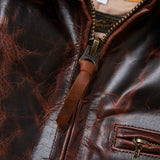 Shangrilaheritage | Varenne | Whiskey Horsehide Leather Jacket